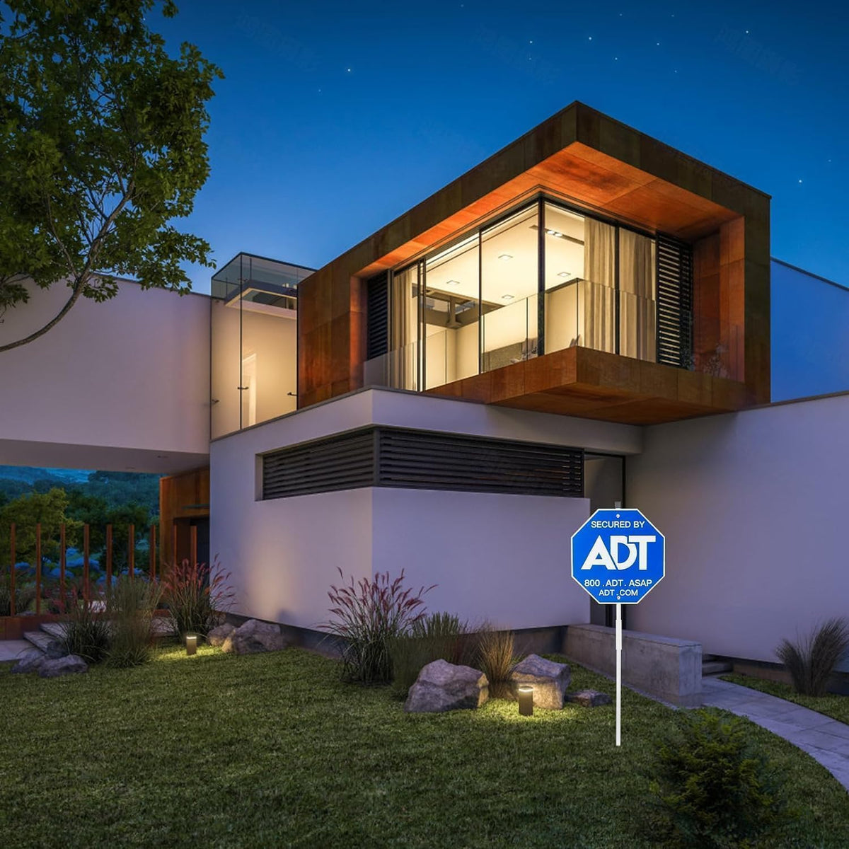 CR&SNG ADT security sign package includes sign and yard stake for outdoor use.