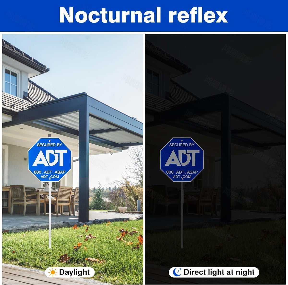 CR&SNG ADT security sign with stake standing securely against wind.