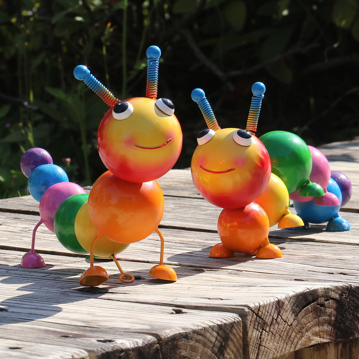 Cruis Cuka caterpillar statue set 2 in vibrant blue-green colors for outdoor garden display.
