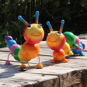 Cruis Cuka caterpillar statue set 2 in vibrant blue-green colors for outdoor garden display.