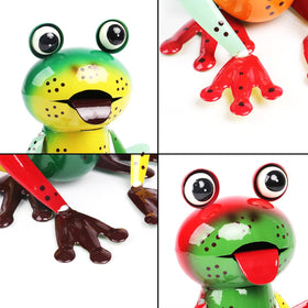 Cruis Cuka metal frog yard art green withstands outdoor use and adds charm.