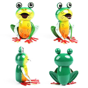 Cruis Cuka metal frog yard art yellow brings whimsical color to patios.