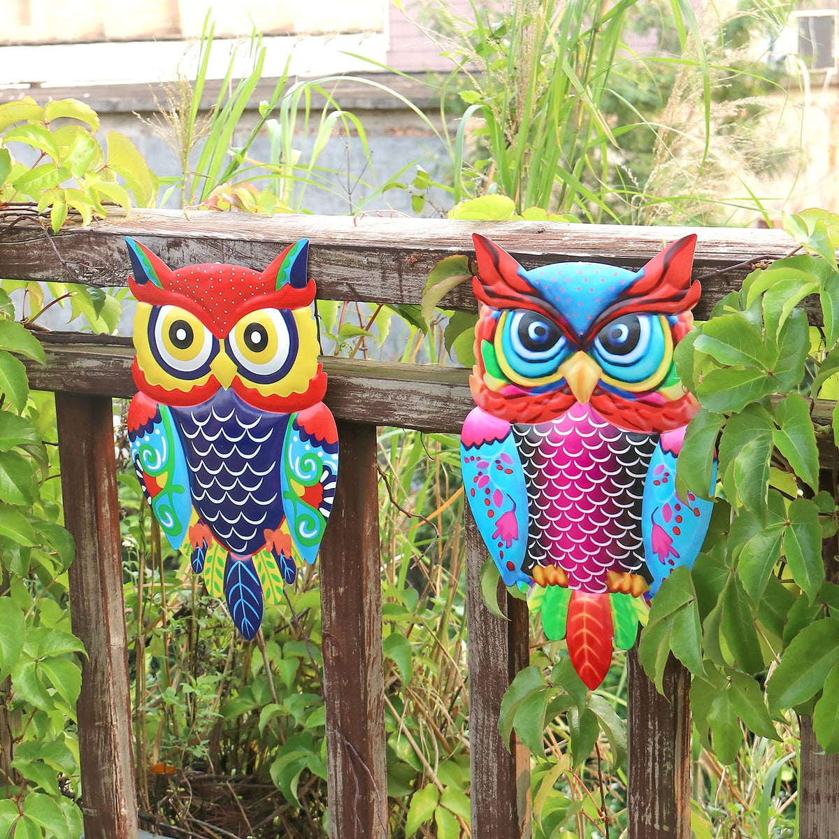 Cruis Cuka metal owl wall art, set of 2, perfect outdoor or indoor display.