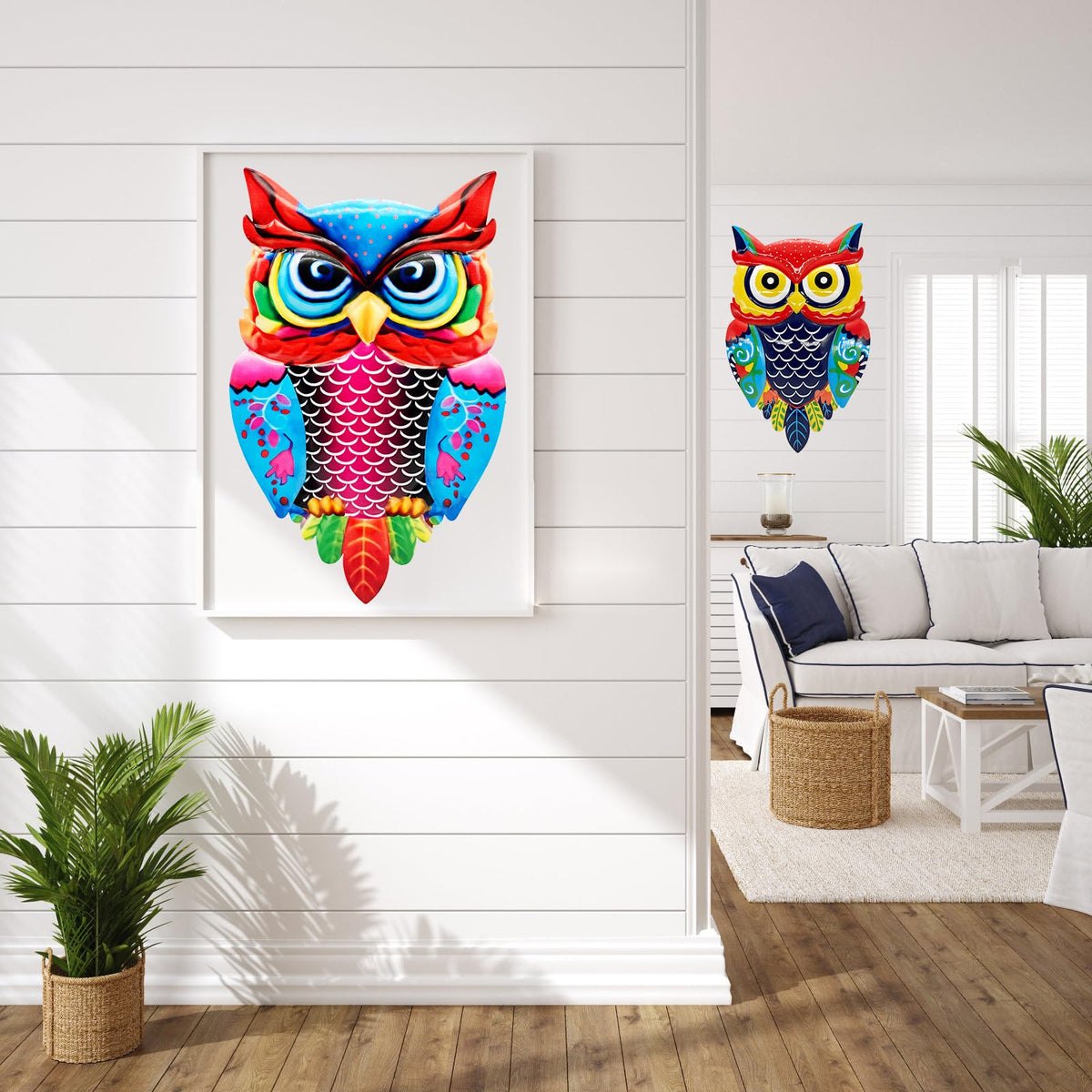 Cruis Cuka metal owl wall art, back hook mounting, easy to hang anywhere.