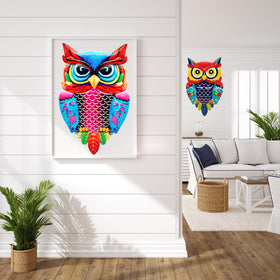 Cruis Cuka metal owl wall art, back hook mounting, easy to hang anywhere.