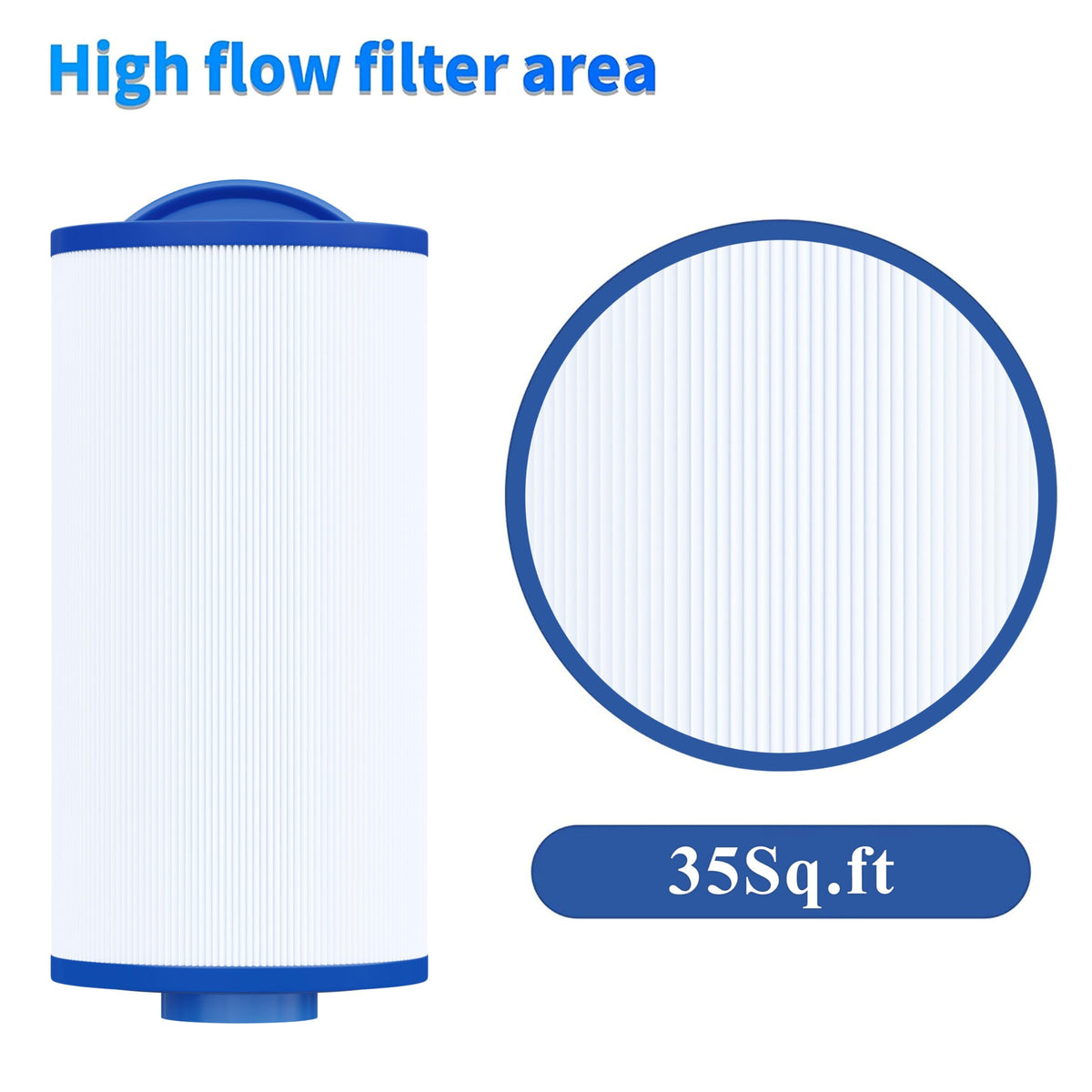 Cryspool 04060 35 sq ft filtration area image highlights high-capacity cleansing potential.