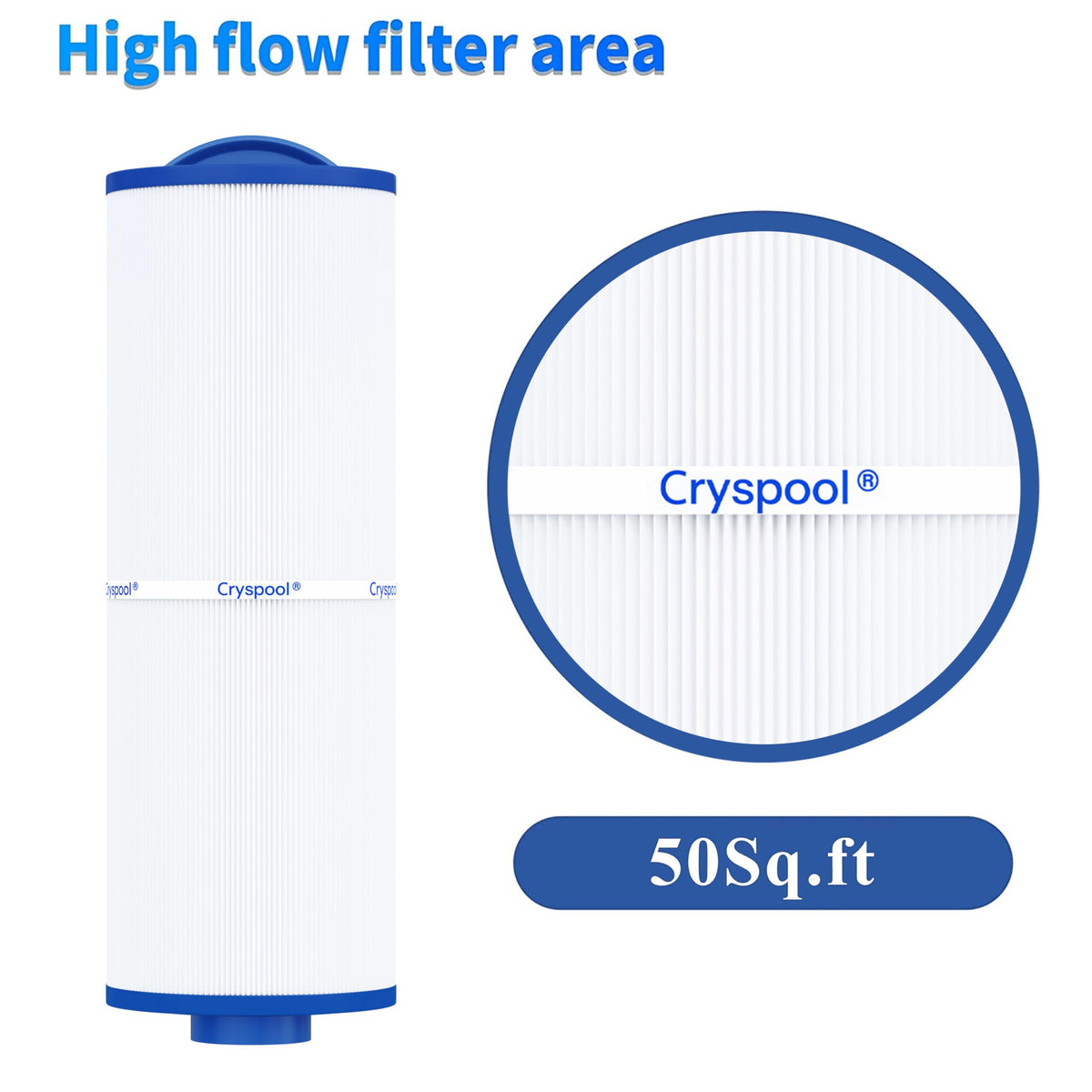 Cryspool 04077 front view filter emphasizes 50 sq ft area