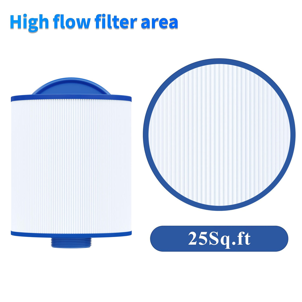 Cryspool 05014 filter easy-cleaning design, demonstrates open pleats for impurity removal.
