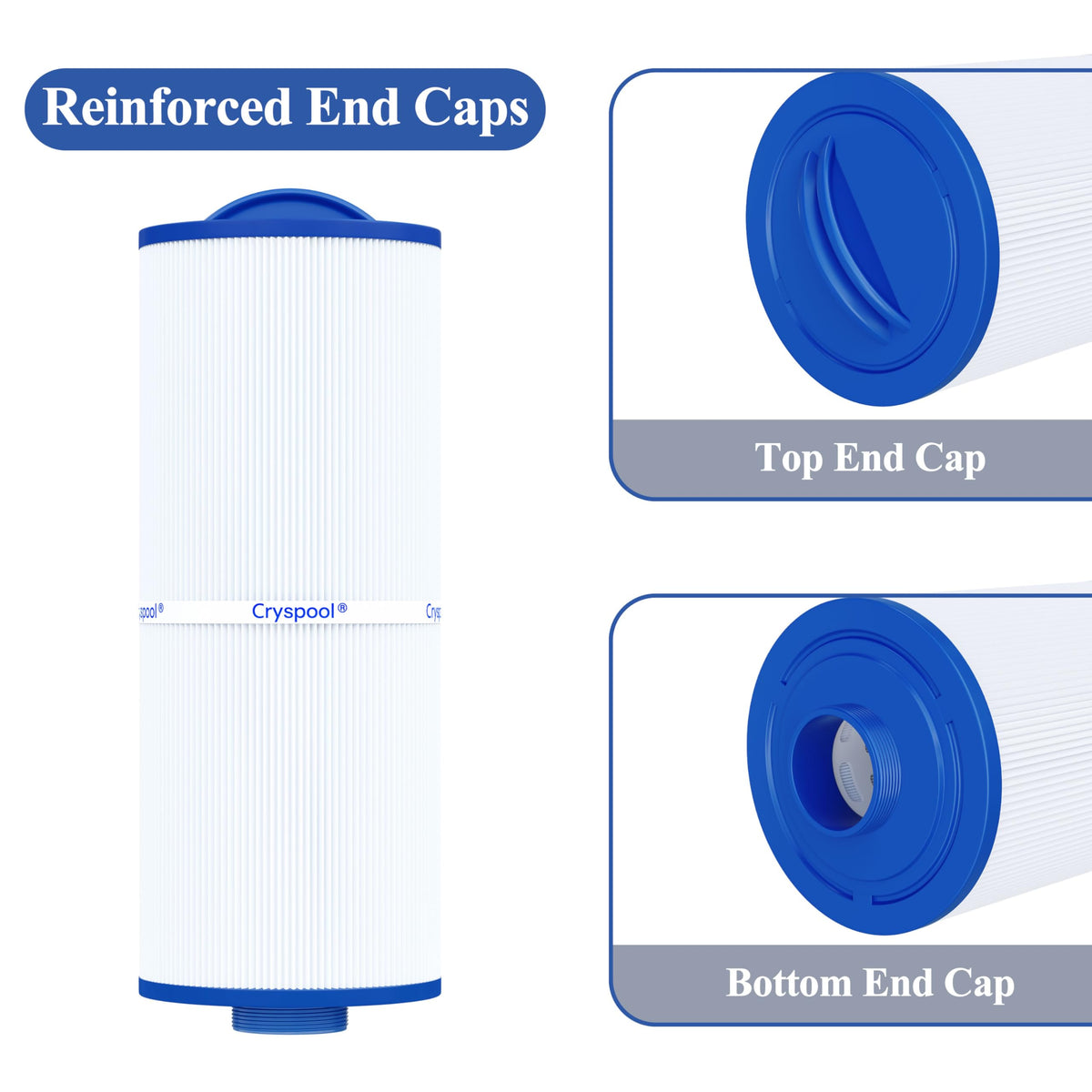 Cryspool 05039 35-sq-ft filtration area for thorough spa cleansing.
