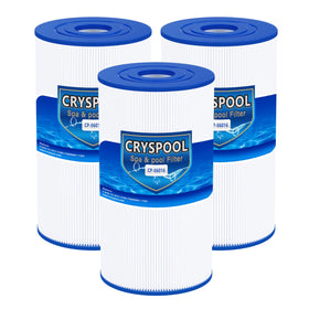 Cryspool 06016 filter dimensions visual, showing fit compatibility with spa units.