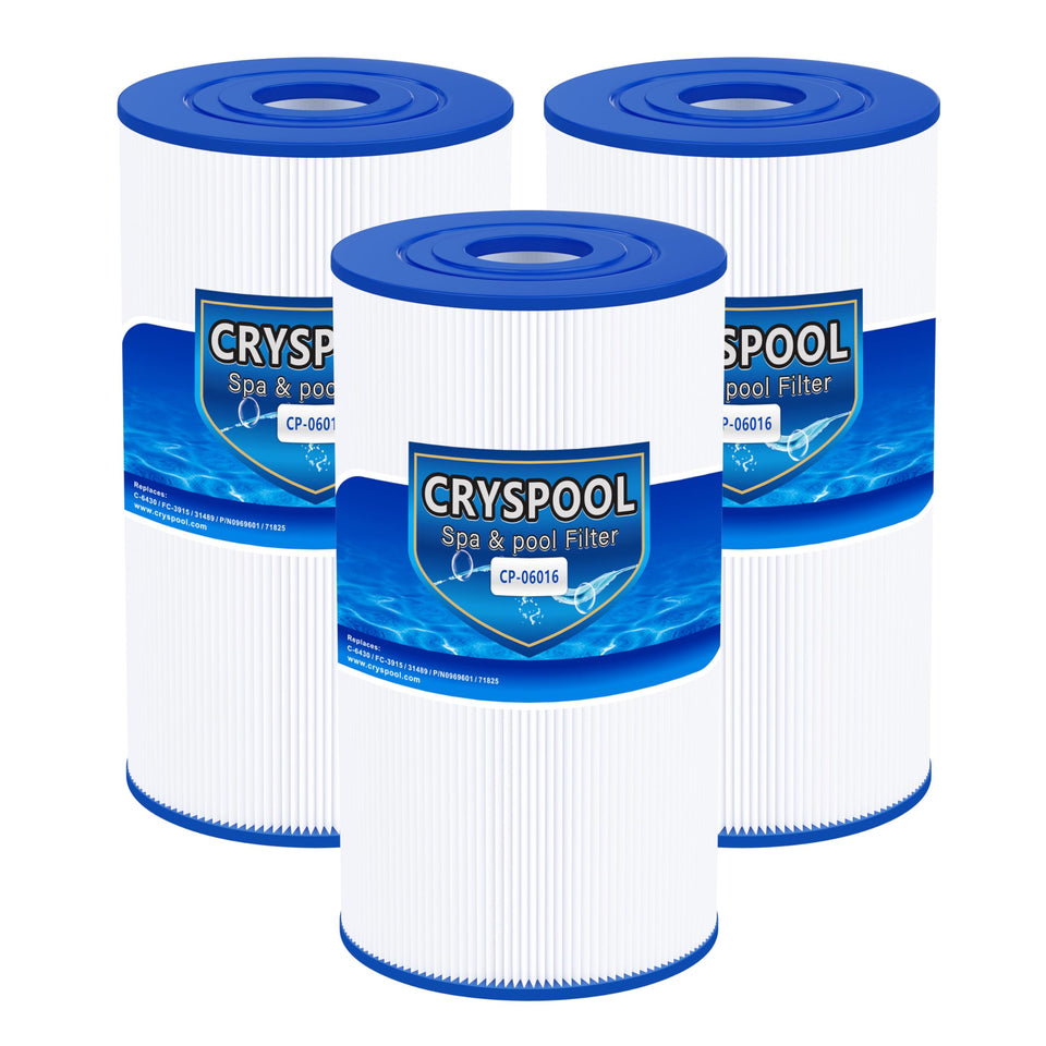 Cryspool 06016 filter dimensions visual, showing fit compatibility with spa units.