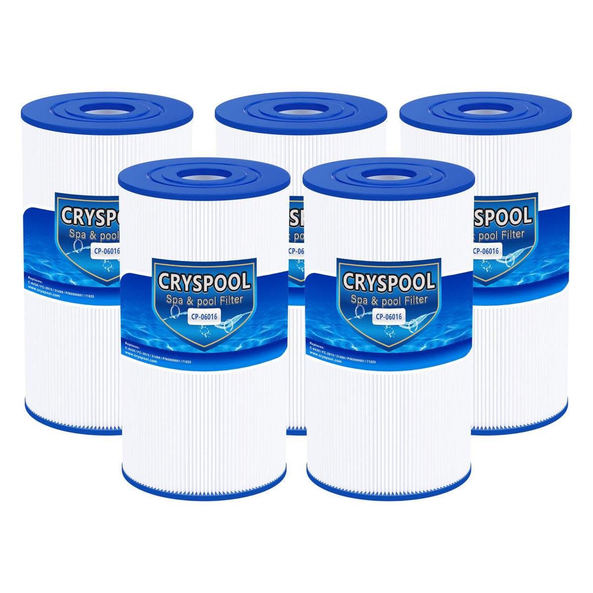 Cryspool 06016 filter side view for durable spa filtration and easy maintenance.