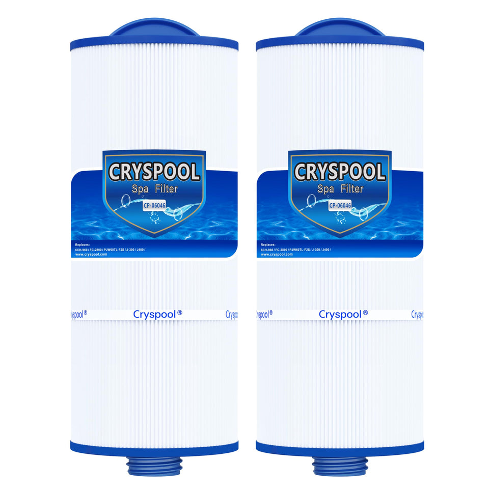 Cryspool 06046 filter packaging shows value 2-pack for spa maintenance