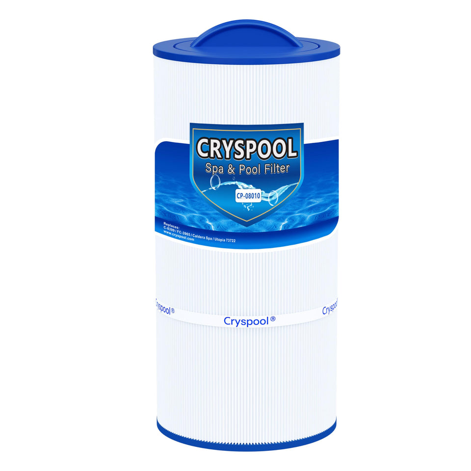 Cryspool 08010 filter close-up assembly with top handle and pleated media.