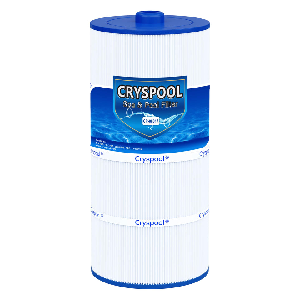Cryspool 08017 filter cartridge, full view, enhanced spa filtration efficiency.