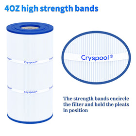 Cryspool 08045 pleated filter structure increases surface area.