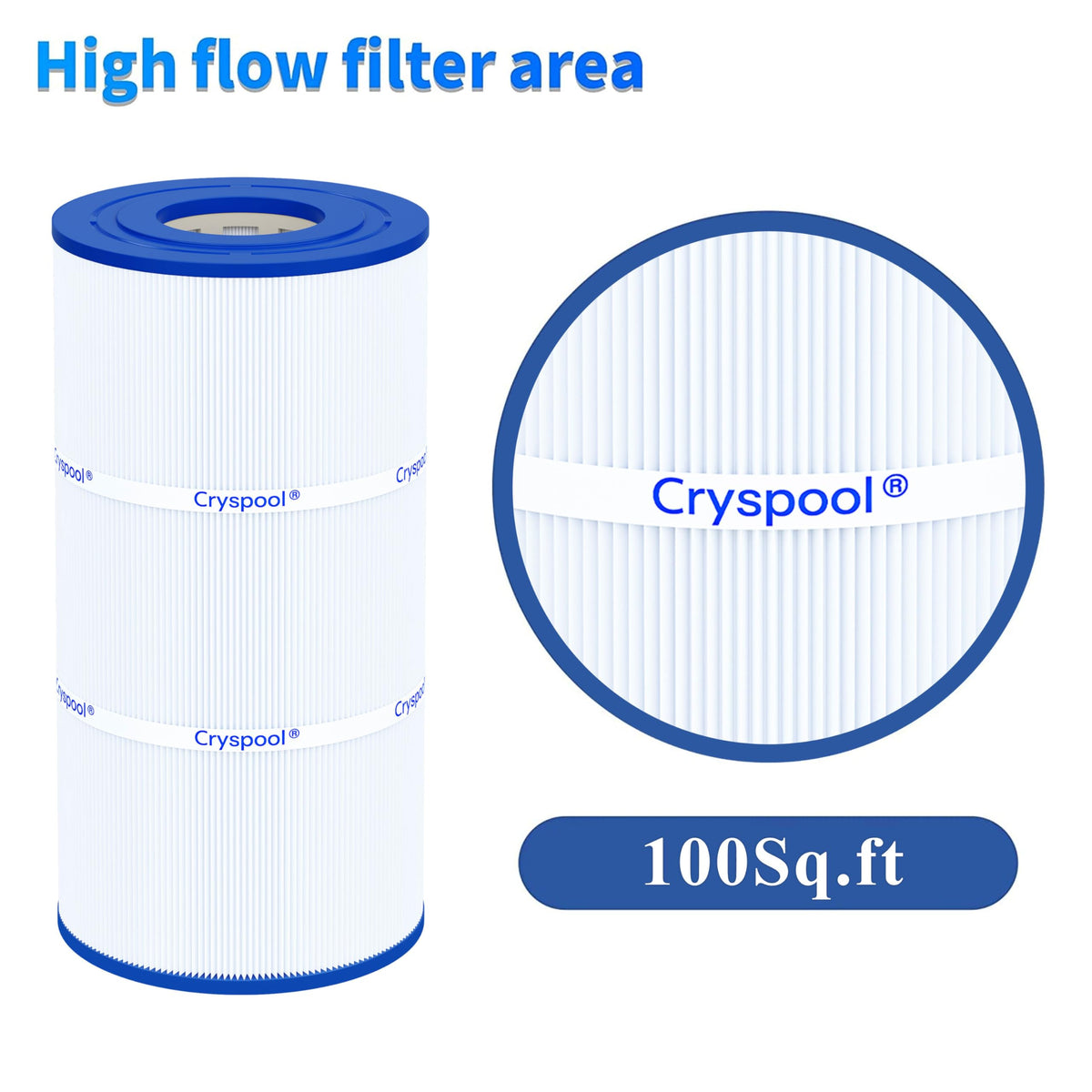 Cryspool 08047 100 sq ft filtration area supports thorough pool turnover