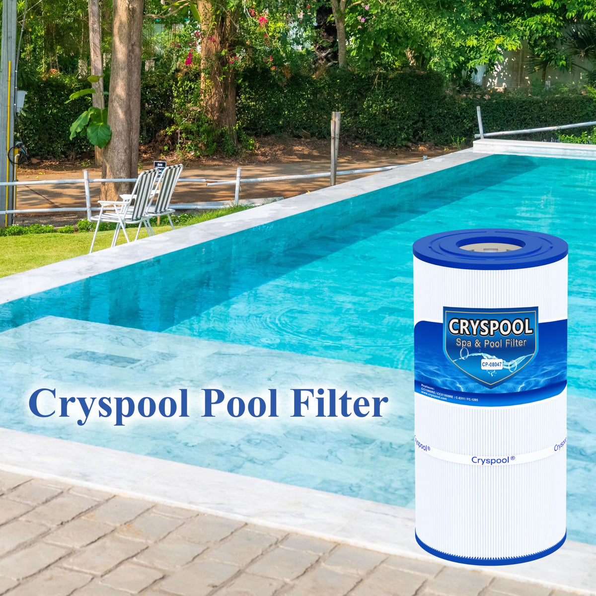 Cryspool 08047 filter dimensions 17-3/8 by 8-15/16 for precise fit