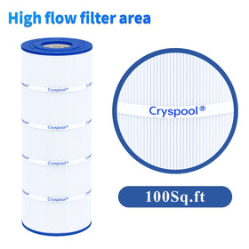 Cryspool 100-sq-ft filtration area supports efficient pool circulation.