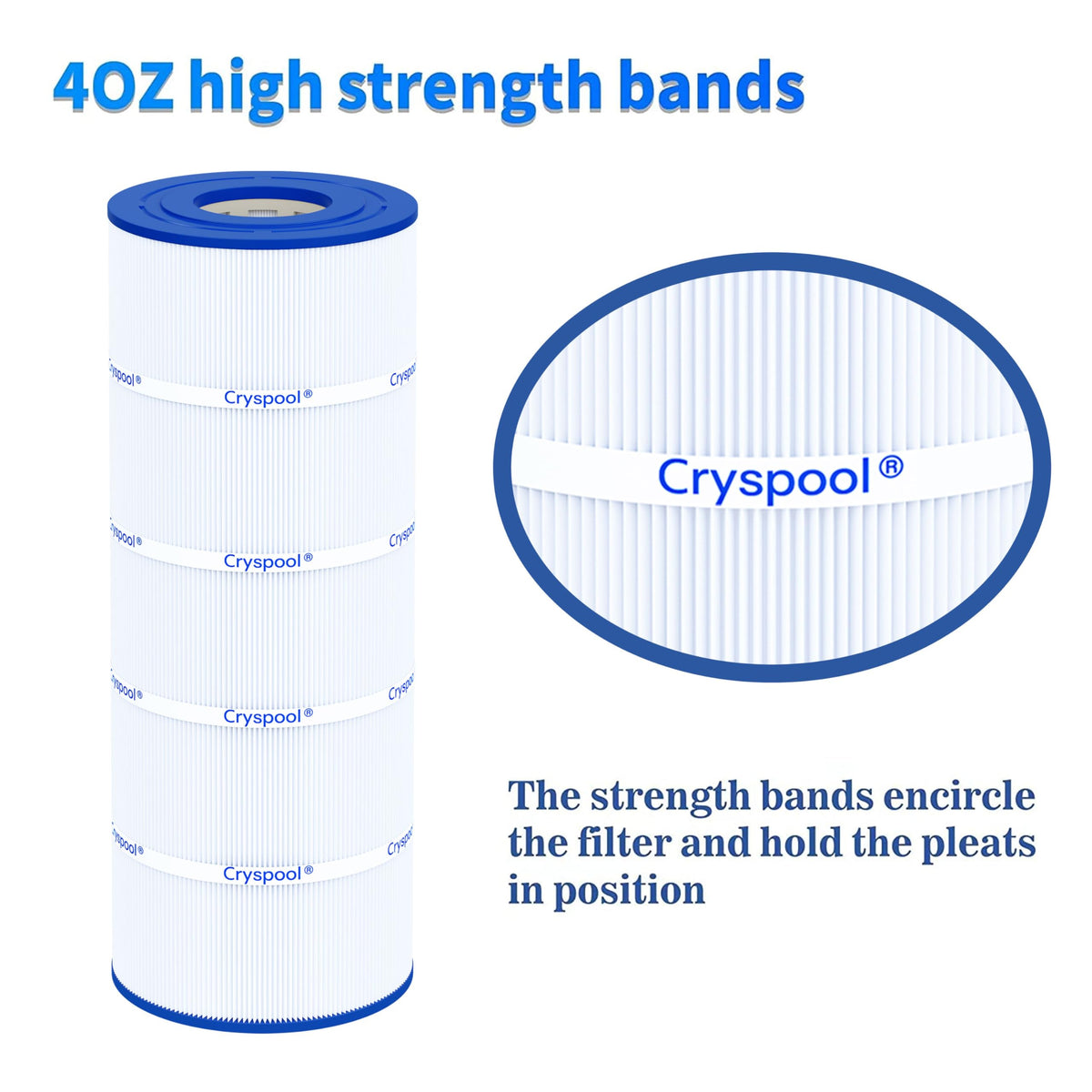 Cryspool end-caps ensure secure cartridge placement during operation.