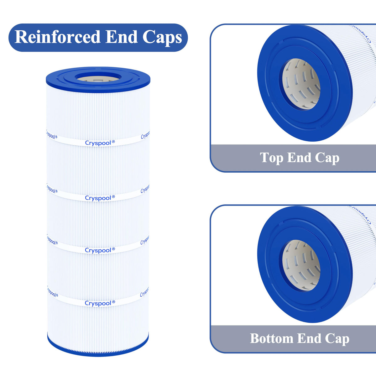 Cryspool pleat-design boosts filtration area for clearer water.