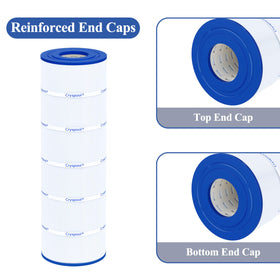 Cryspool 08058 filter dimension figure highlights length and diameter.
