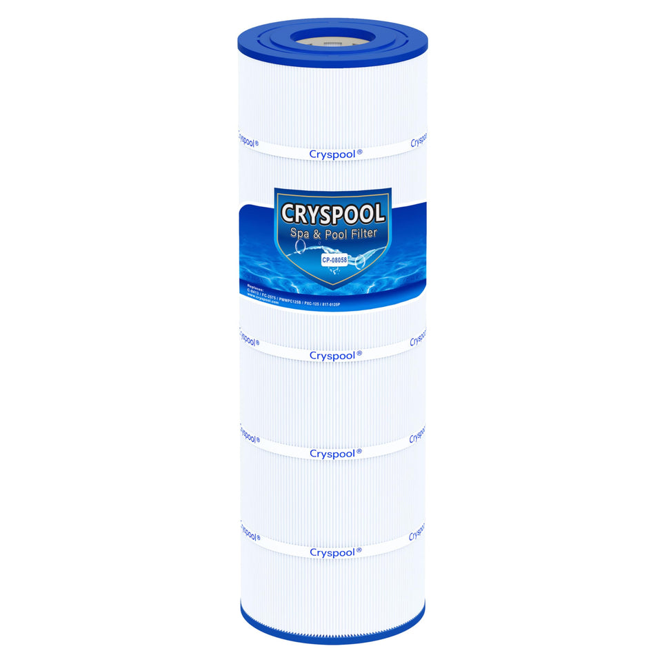 Cryspool 08058 filter front view shows 125 sq ft capacity.