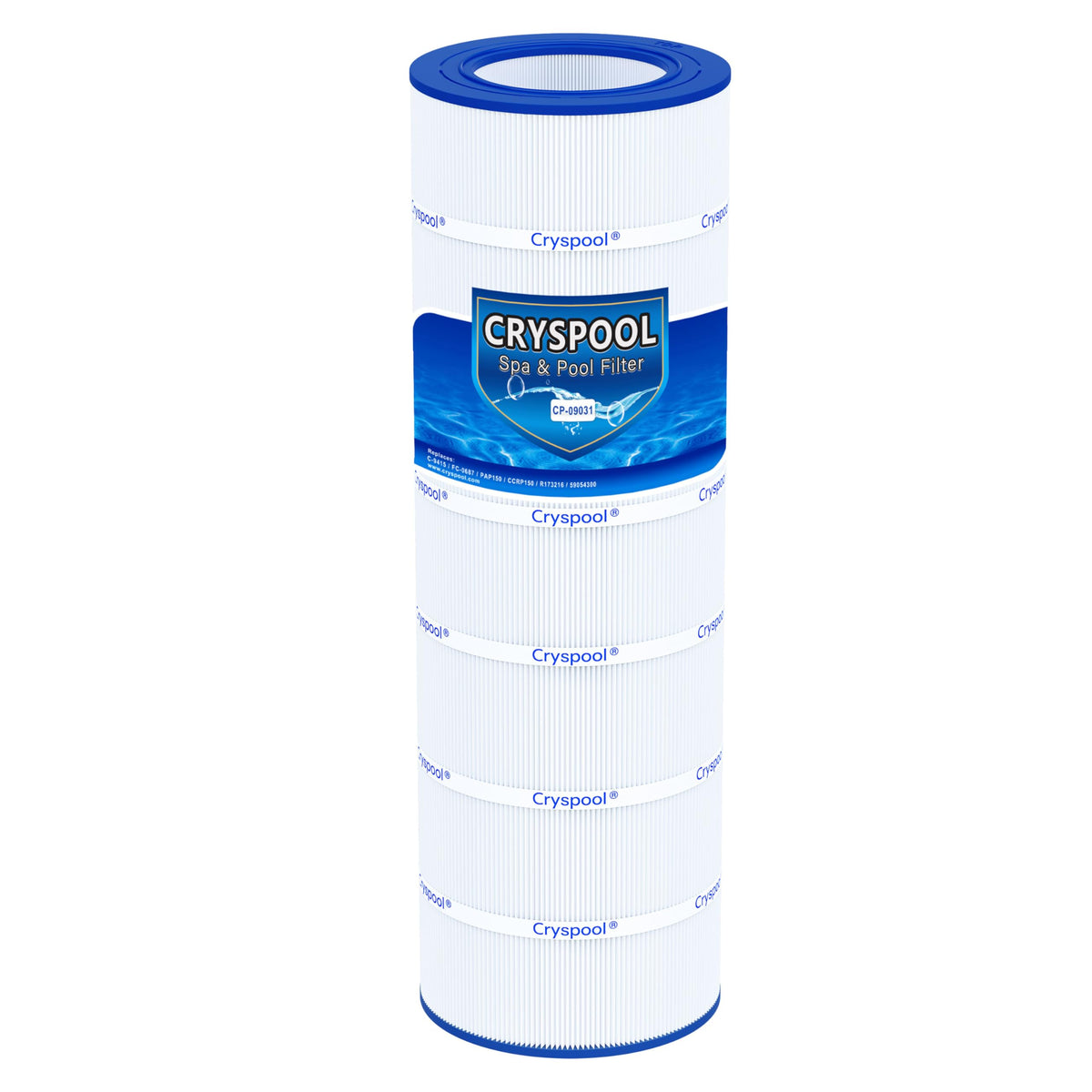 Cryspool 09031 filter assembly shows compatible fit with Clean & Clear cartridges