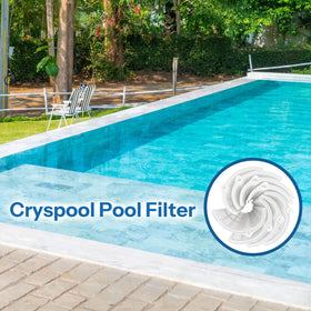 Cryspool 1005 DE filter end caps keep filter firmly in place.