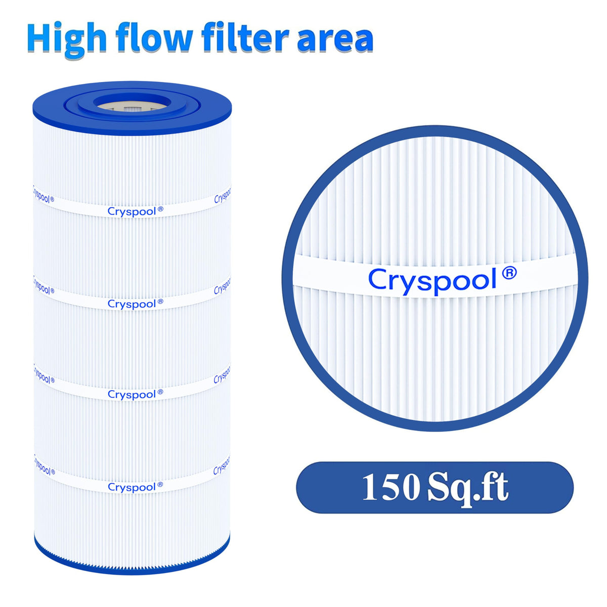 Cryspool C150S filter-pleats emphasizes sturdy pleats for robust filtration.