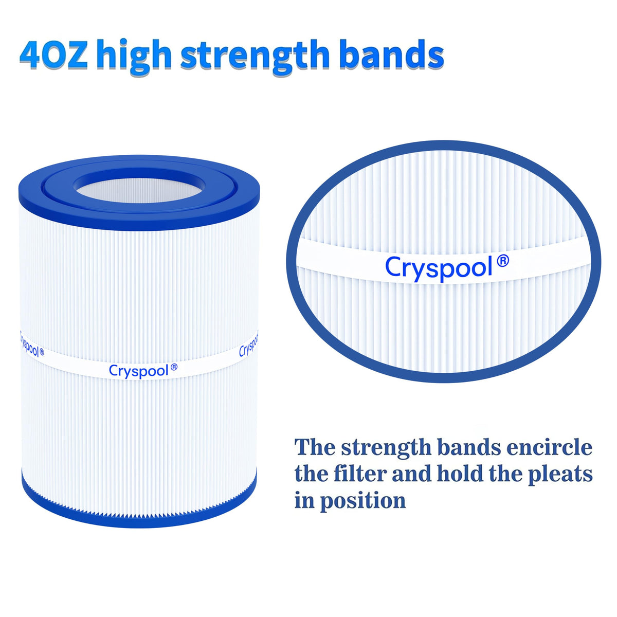 Cryspool PDM28 filter easy-cleaning pleats illustrate cleaning ease