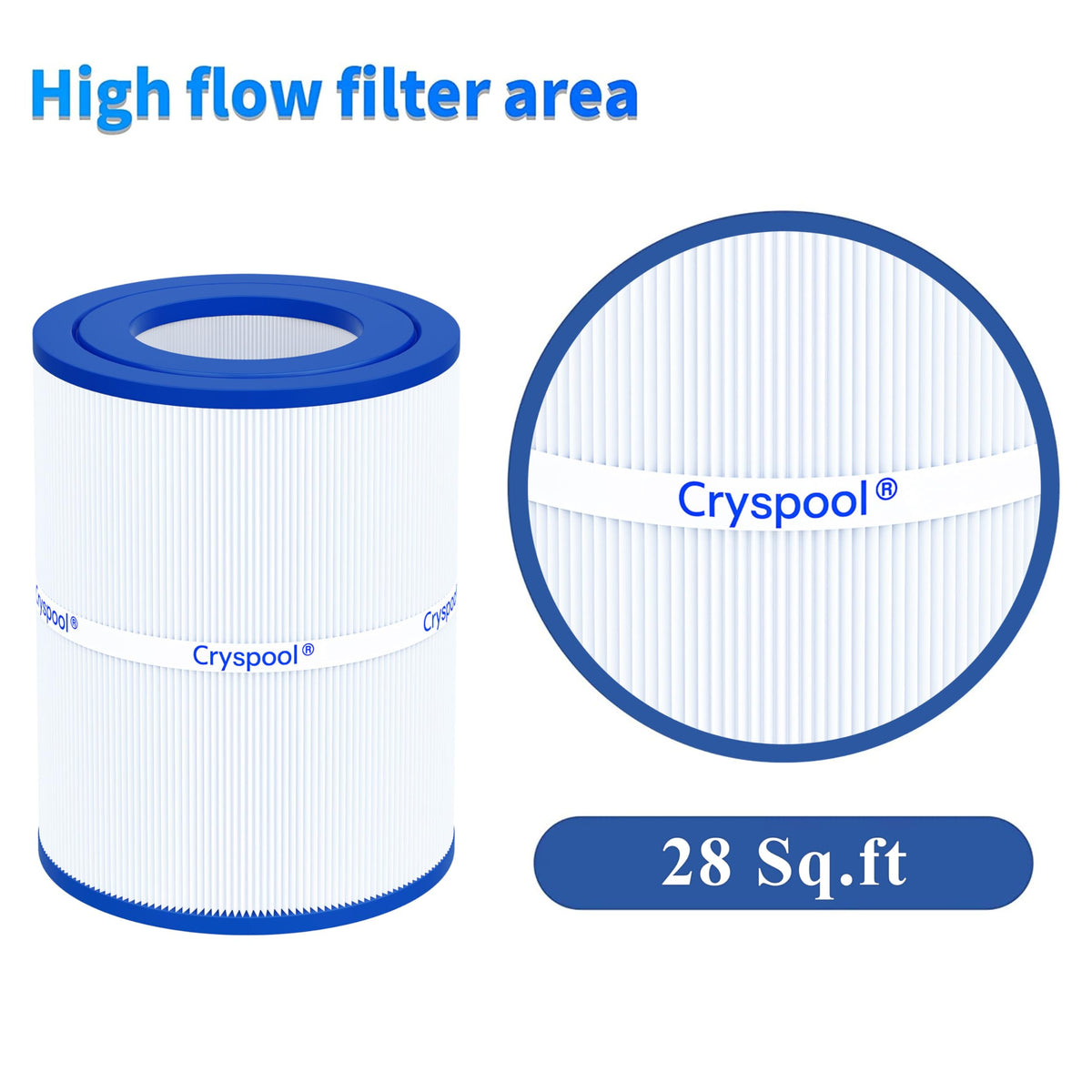 Cryspool PDM28 filter end caps structure demonstrates durable construction