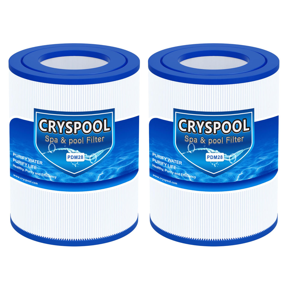 Cryspool PDM28 filter length view highlights compact spa fit