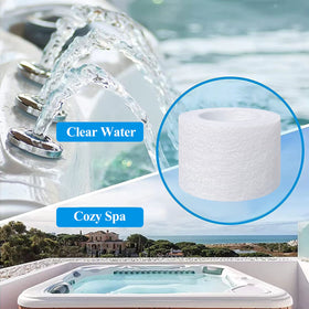 Cryspool S502 filter cartridge installed in spa housing showing secure fit