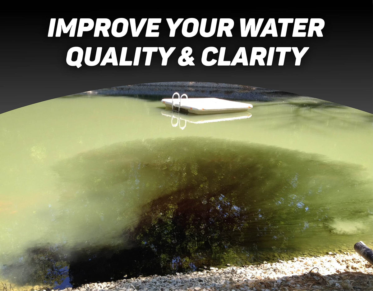 Pond surface with mirror-like reflection using Crystal Blue Black Out Lake Dye