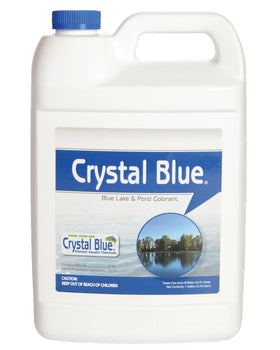 Crystal Blue lake dye bottle shows easy, safe application for deep blue water.