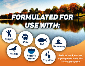 Crystal Blue Pond Booster bacteria blend dispersing in pond water