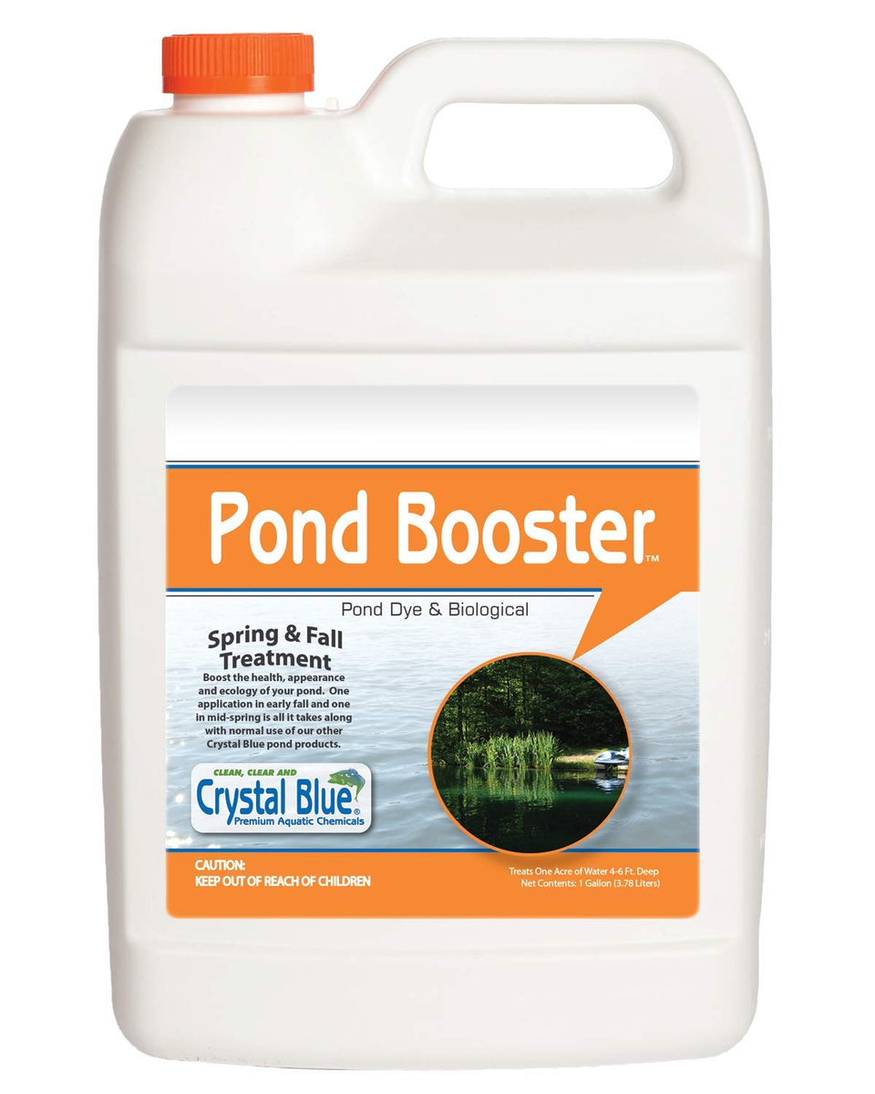 Crystal Blue Pond Booster bottle top view showing dosage convenience