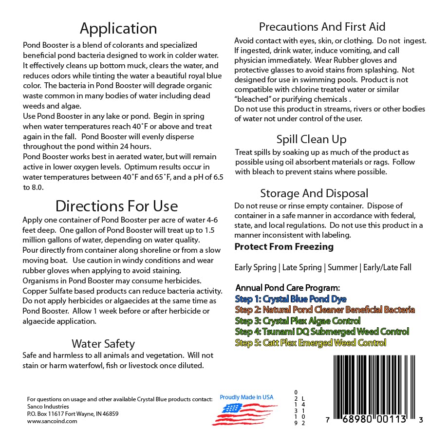 Crystal Blue Pond Booster packaging on shelf for home pond care