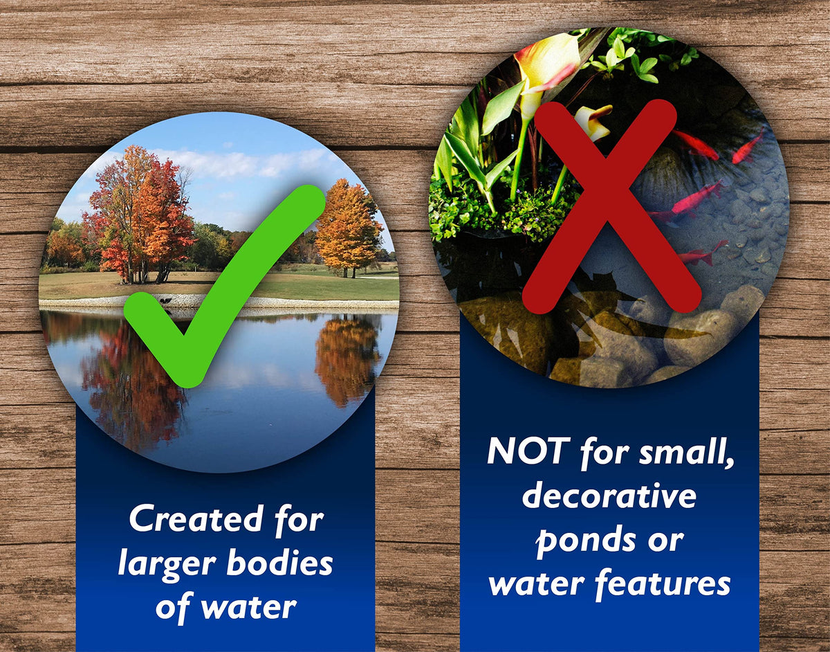 Crystal Blue 1 gallon treats 1 surface acre of pond space