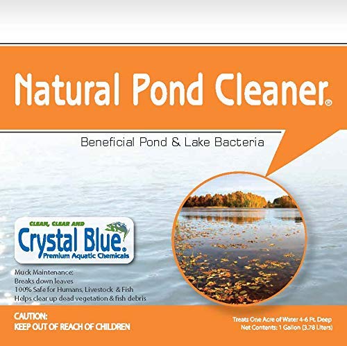 Crystal Blue cleaner fighting pond muck from fallen leaves