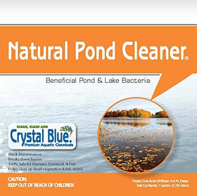 Crystal Blue cleaner fighting pond muck from fallen leaves