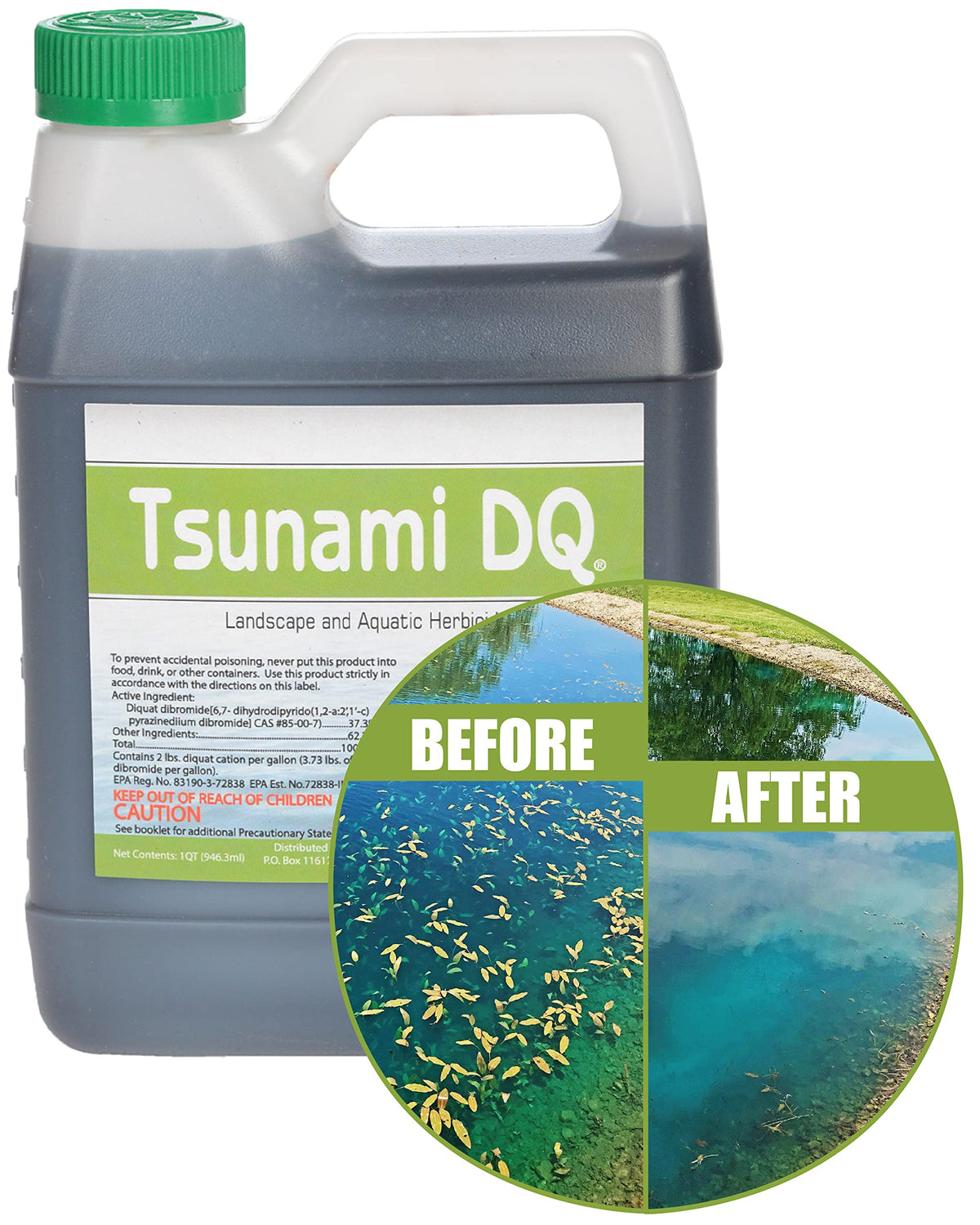 Crystal Blue Tsunami DQ targets duckweed for clearer pond water and healthier margins