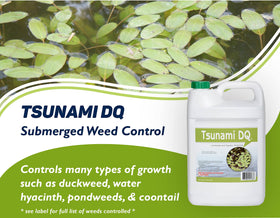 Crystal Blue Tsunami DQ weed-control for pond restoration and weed suppression in water