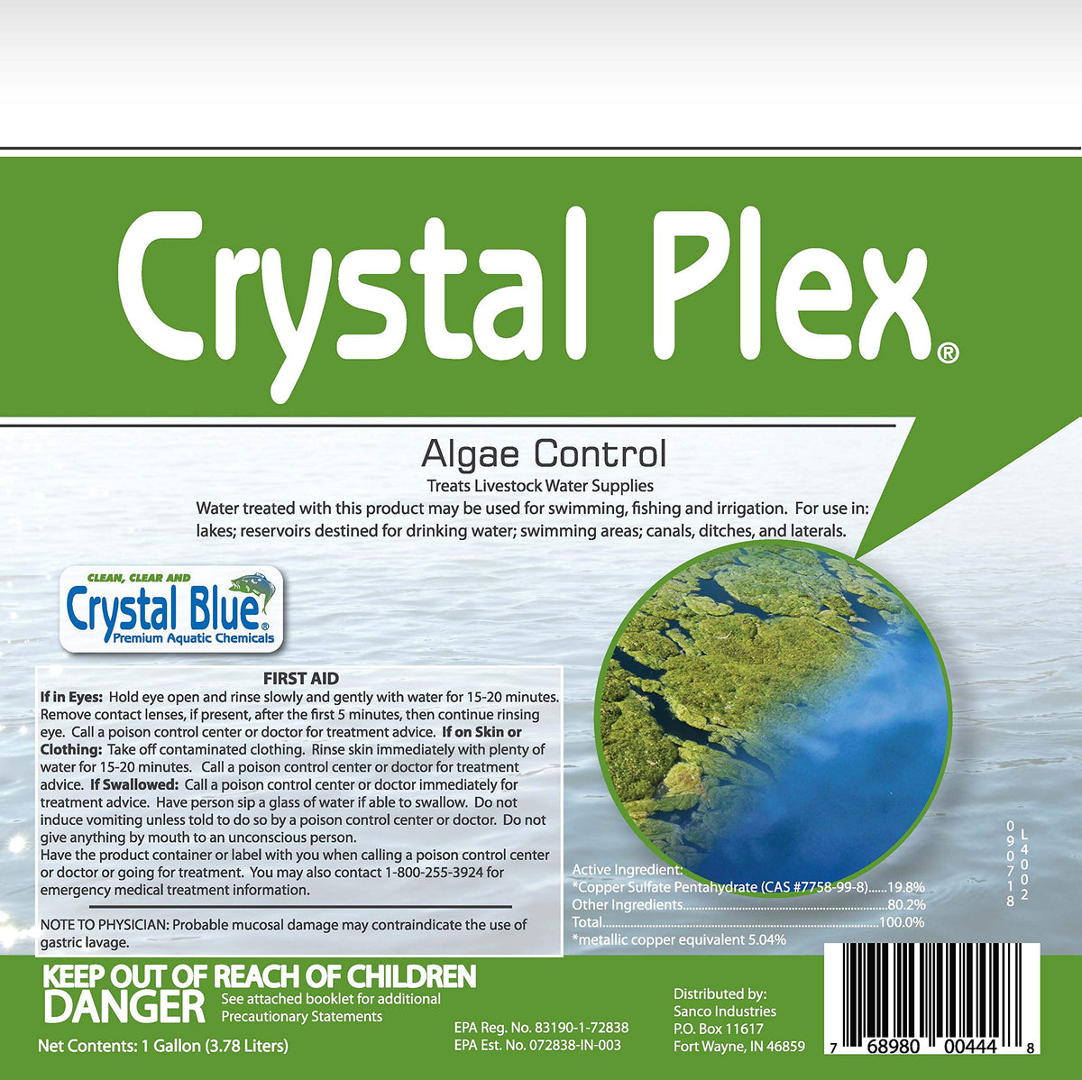 Crystal Plex 1-gallon jug for lake and pond care