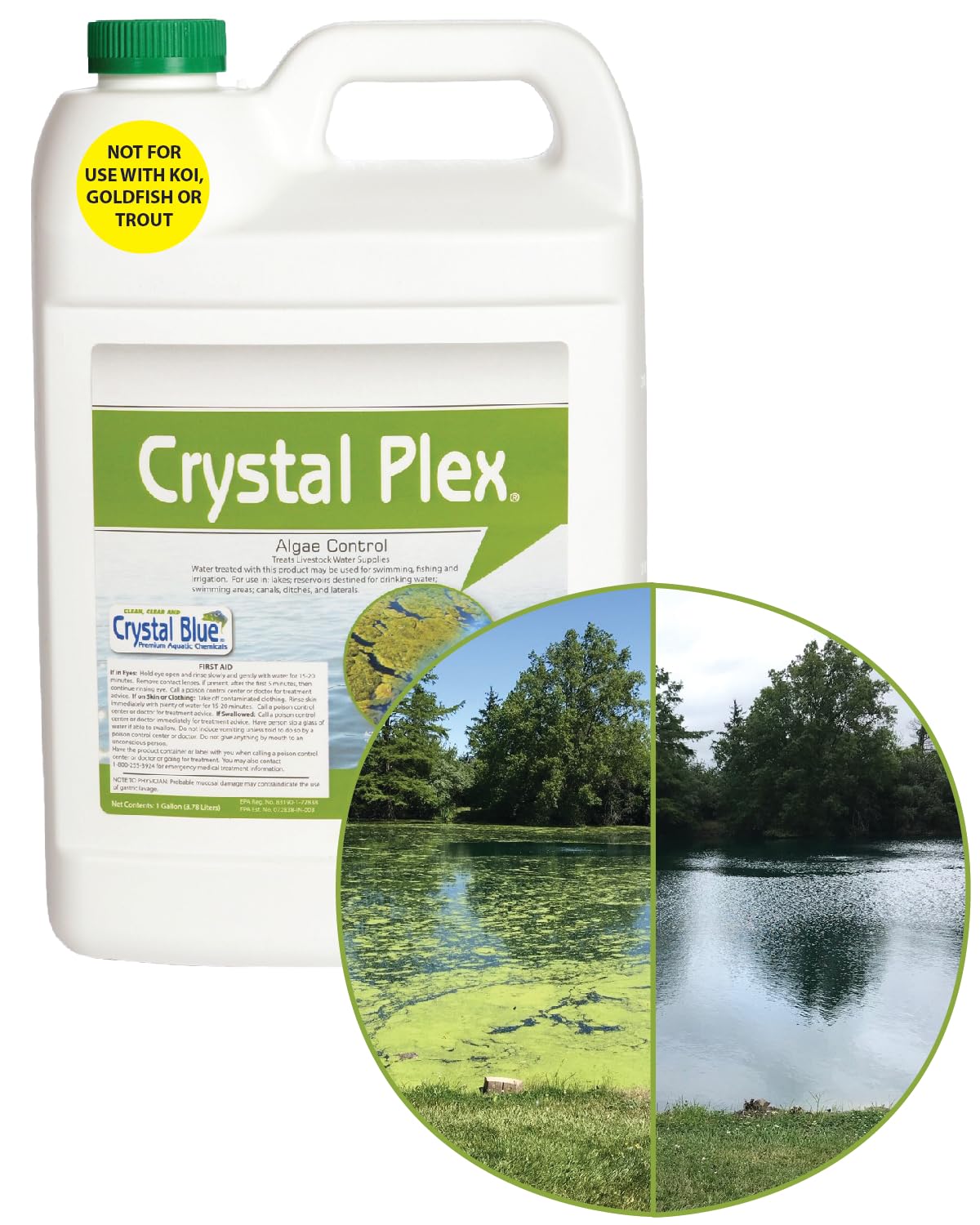 Crystal Plex bottle image showing lake and pond algae control