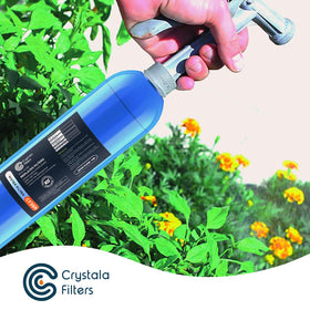 Crystala Garden Hose Filter delivers clearer water when filling hot tubs.