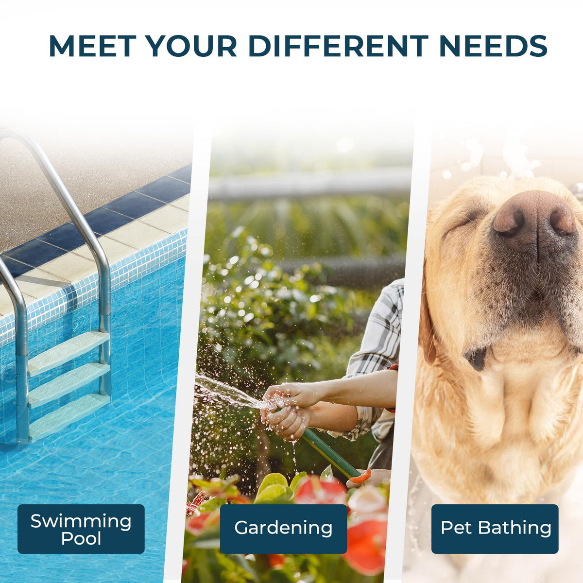 Crystala Garden Hose Filter in use beside pool and spa environments for versatile purification.