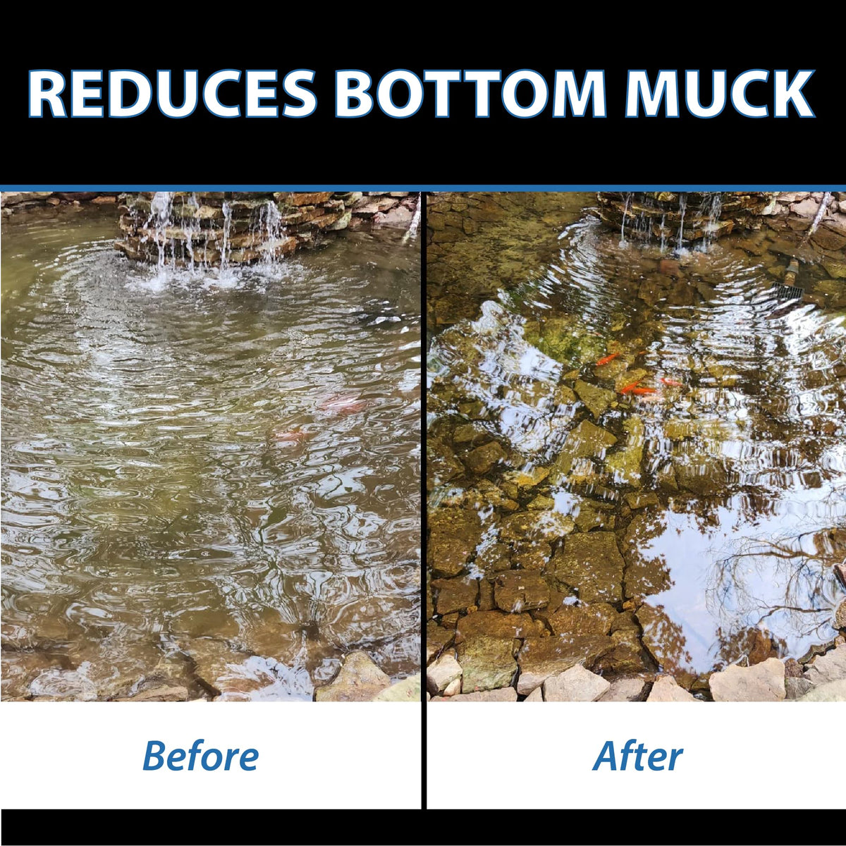CrystalClear MuckOff improves pond water clarity for a healthier appearance.