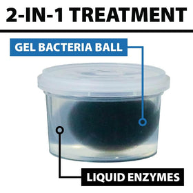 Water garden setup features PondShock Ball for improved water quality.